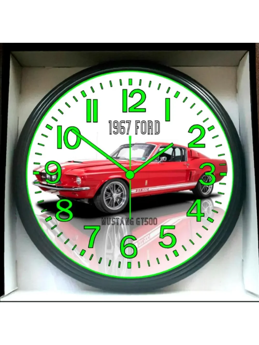 1967 Ford Mustang GT500 Glow In The Dark Wall Clock New!